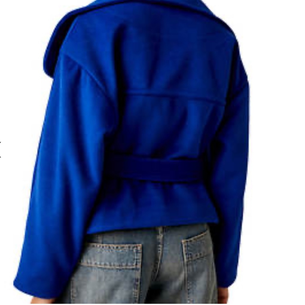 FREE PEOPLE MINA BELTED JACKET COBALT BLUE LARGE - Picture 5 of 8